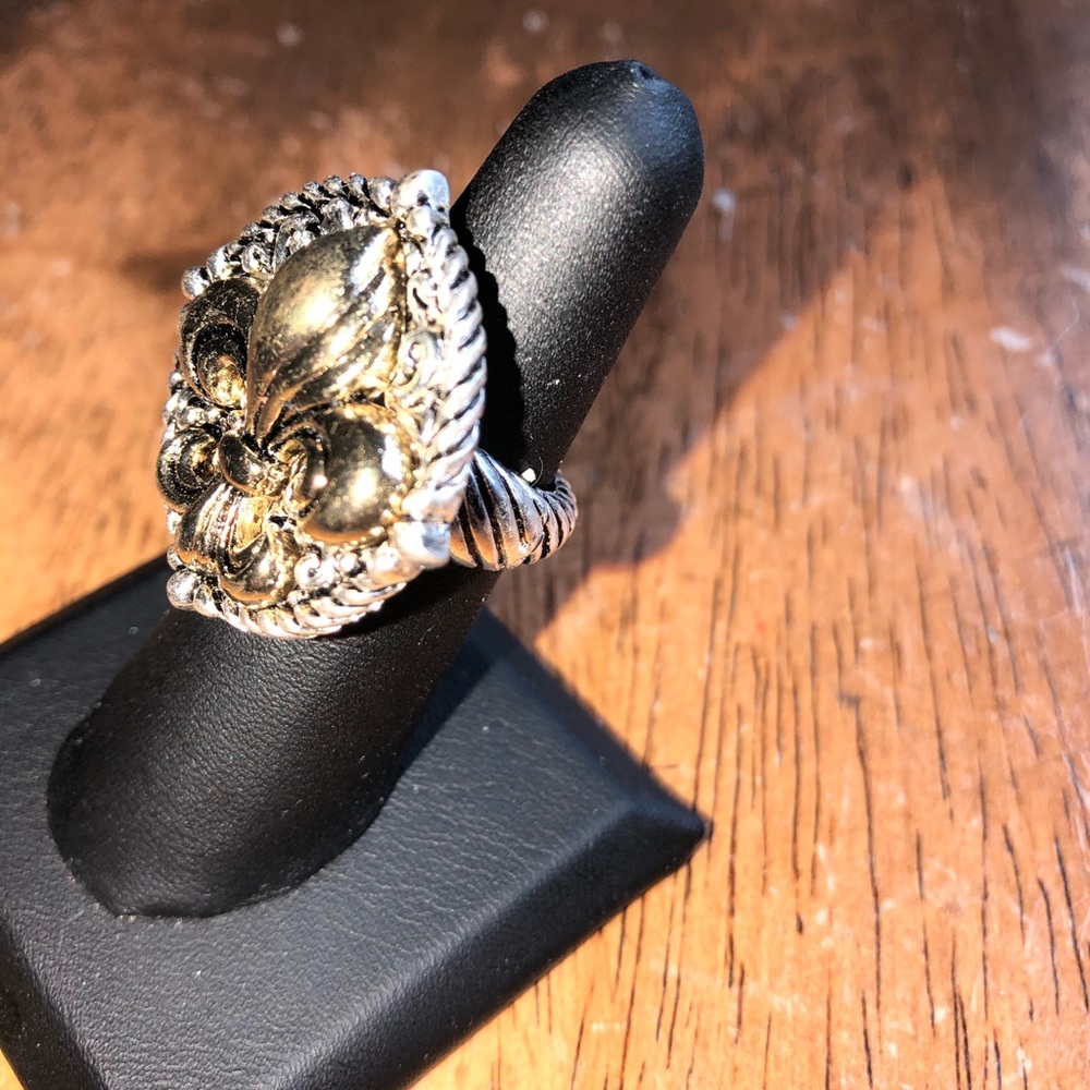 Silver Plaque with Gold Fleur de Lis center Ring - Picture 3 of 10